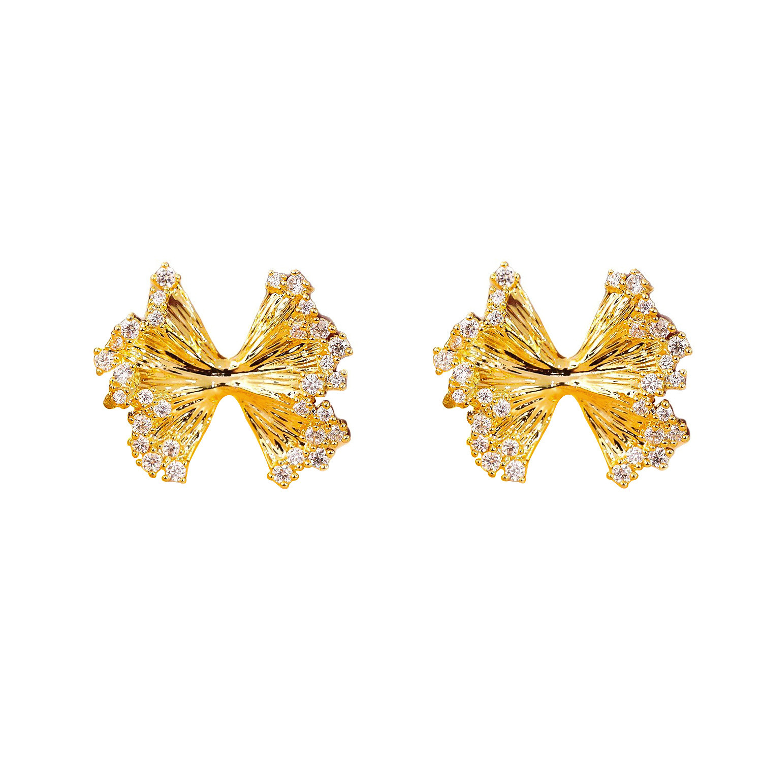 Fashionable Butterfly Knot Zircon Metal Earrings Elegant High-End Feelings Women's Style Geometric Pattern Fashion OL Ear Jewelry