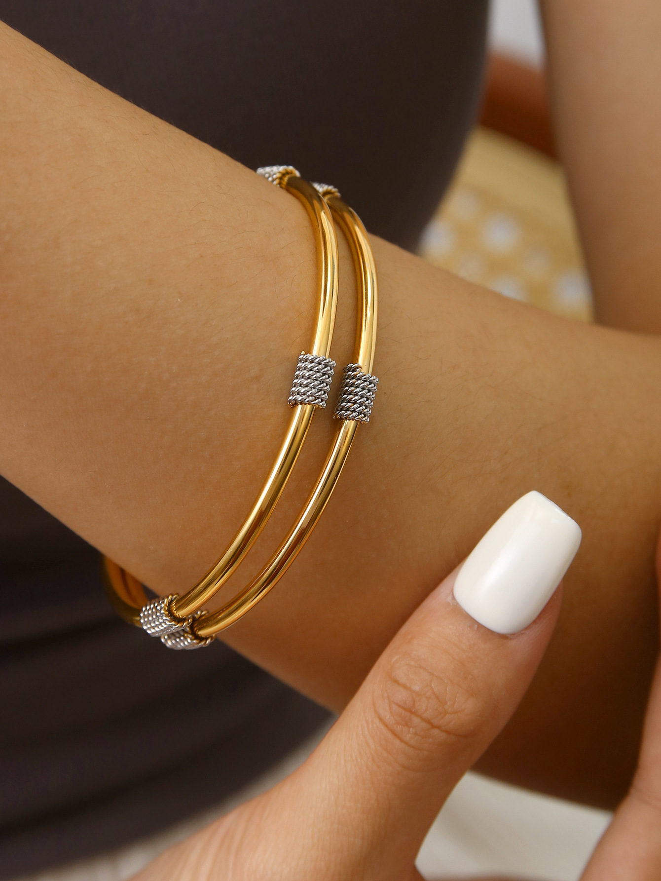 Fashionable Simple High-Grade Geometric Spiral Bracelet Women's Elegant Charm Stainless Steel 18K Gold Plated All-Match Wholesale