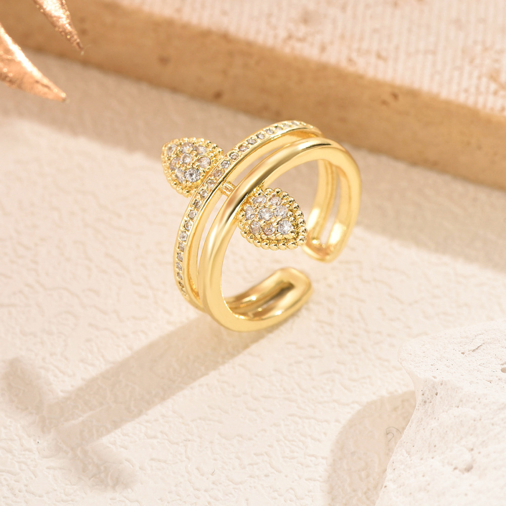 Elegant Circle Layered Necklace Earrings Ring Set Gold Fine Chain Zircon Design Fashion Jewelry Stainless Steel Accessories