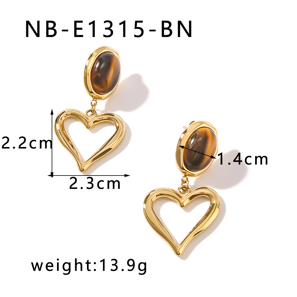 PVD Coated 18K Gold Real Gold Plated Heart Shape 304 Stainless Steel Simple Style Classic Style Waterproof Non Tarnish Drop Earrings