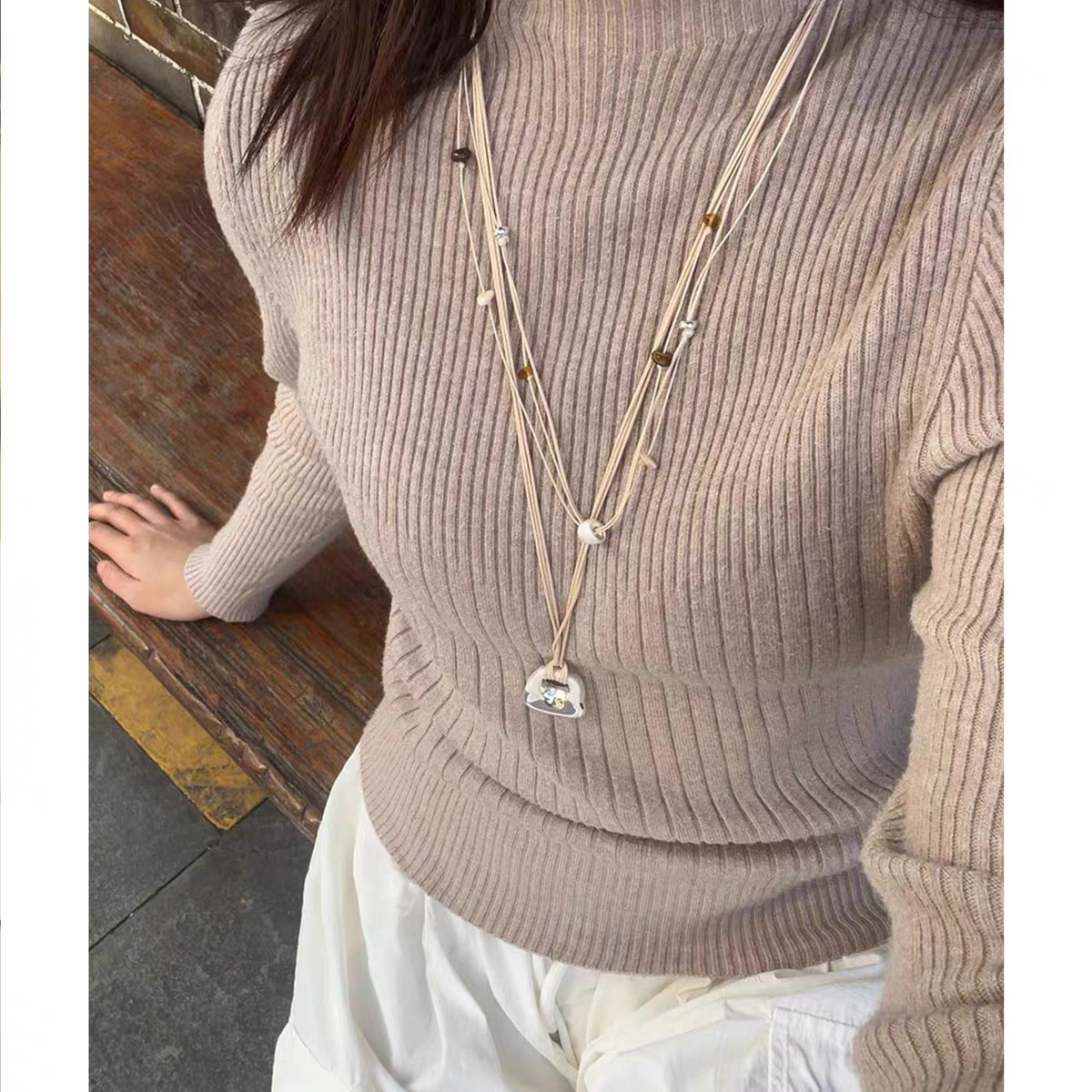Special-Interest Design Natural Stone Beaded Hand-Woven High-Grade Pendant Necklace Accessories Women's Fashion Accessories Jewellery