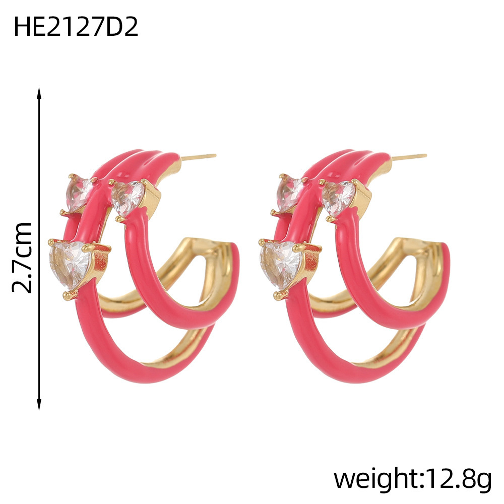 Fashionable Stainless Steel Women's Drop Oil Earrings  Style Titanium Steel Earring Jewelry Accessories