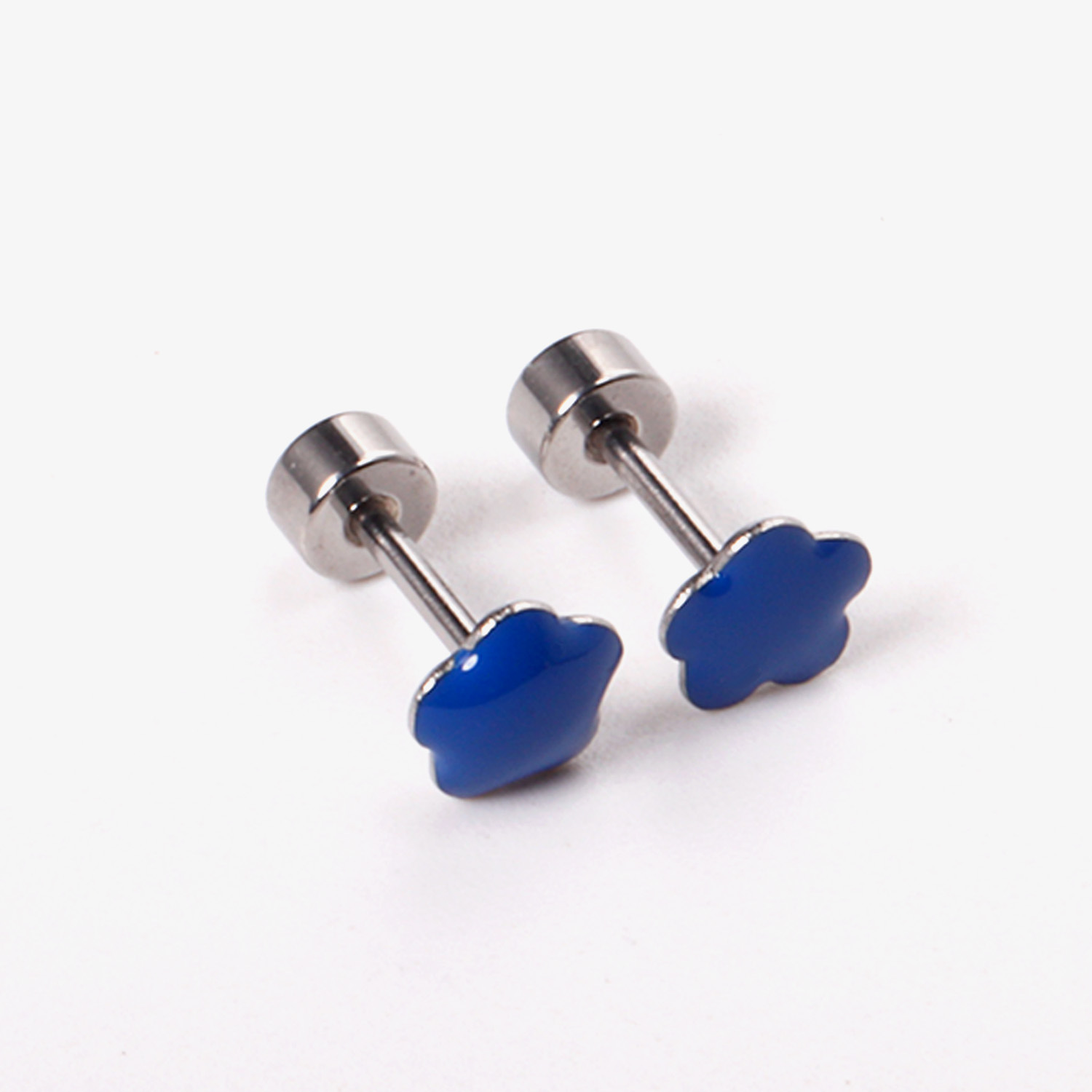 Stainless Steel Screw Back Earrings For Women Sweet Heart-shaped Star Moon Stud Earrings Fashion Bohemian Floral Print Jewelry Accessories