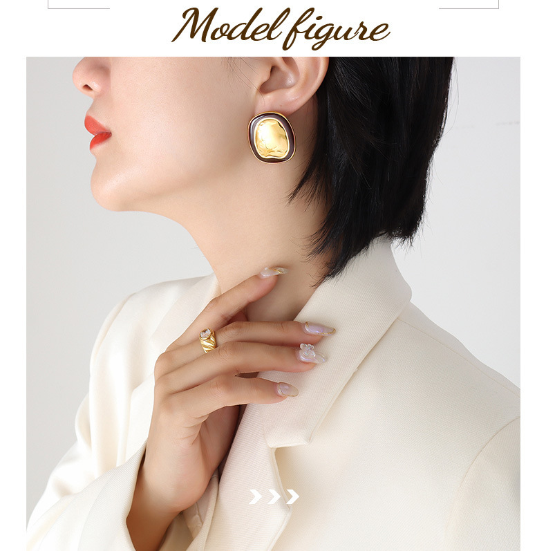 PVD Coated Real Gold Plated 18K Gold Irregular 304 Stainless Steel Retro Waterproof Non Tarnish Ear Studs