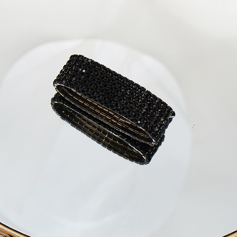 Full Diamond Claw Chain Necklace Bracelet Ring Earrings Four-Piece Set Geometric Women's Jewelry Accessories