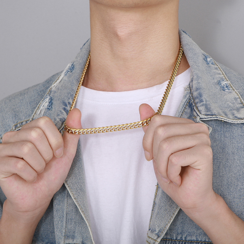 304 Stainless Steel Solid Color PVD Coated 18K Real Gold Plated Fashion Waterproof Non Tarnish Plating Colorful Gold Black Bracelets Necklace