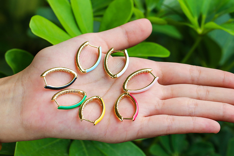 Korean Geometric Drip Oil Big Copper Earrings