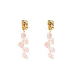 Baroque Shape-following Drop Stud Earrings