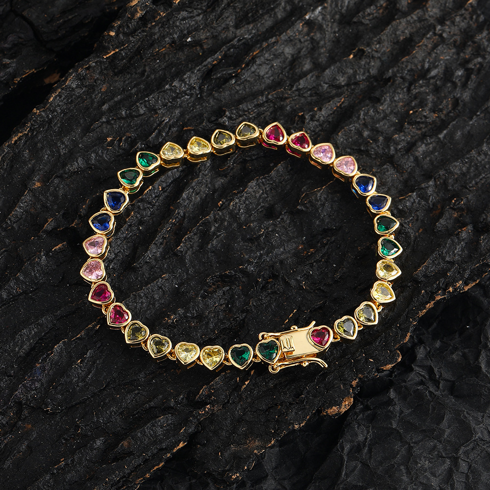 Wholesale Jewelry Vintage Style Classic Style Heart Shape Copper Zircon Bracelets Necklace