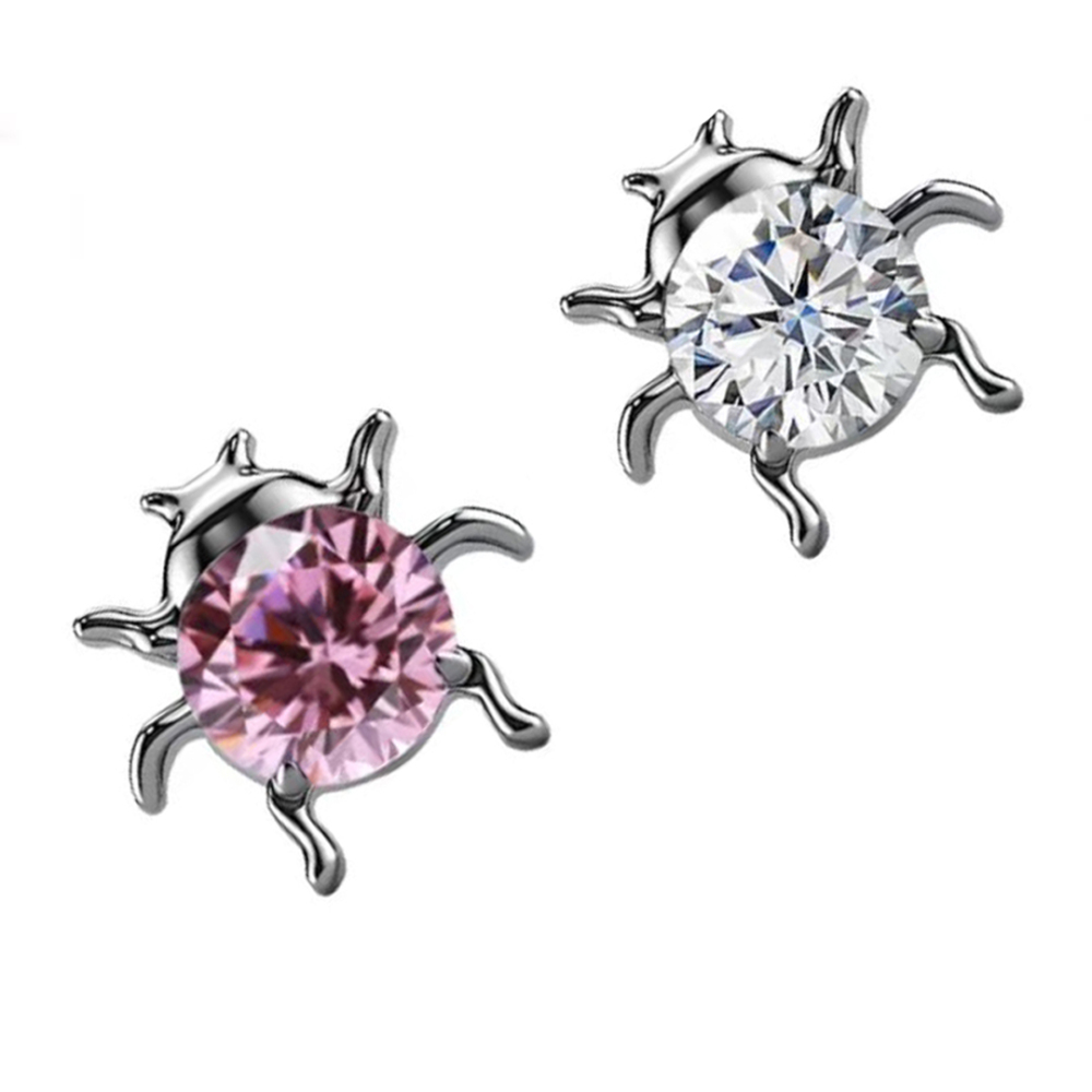 Titanium F136 G23 Powder White Zirconia Flat Bottom Inner Tooth Ear Bone Studs Unisex Daily Streetwear Body Jewelry Accessories