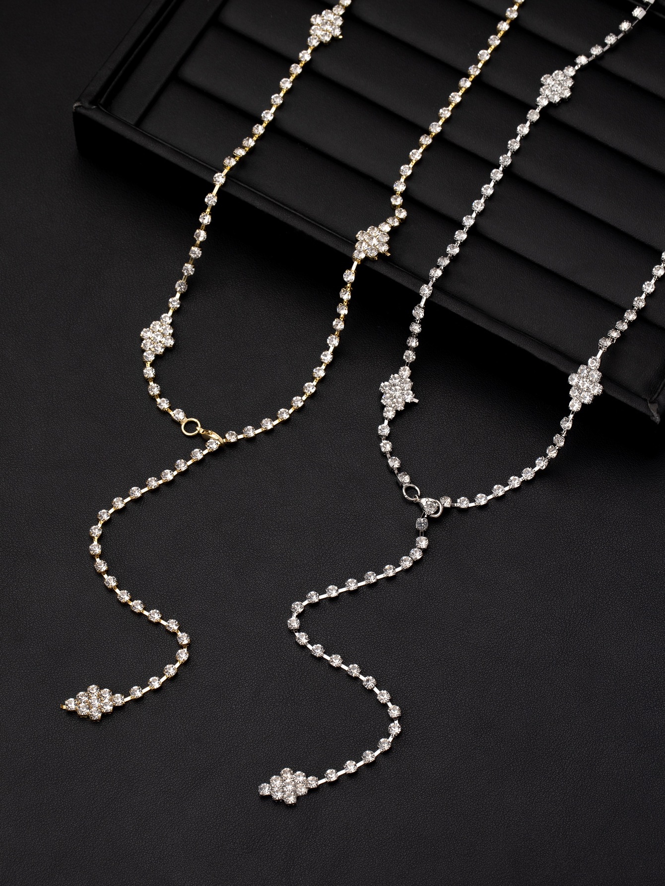 14K Gold Plated 316 Stainless Steel  Rack Plated Rhinestones Chain Streetwear Long Necklace For Women's