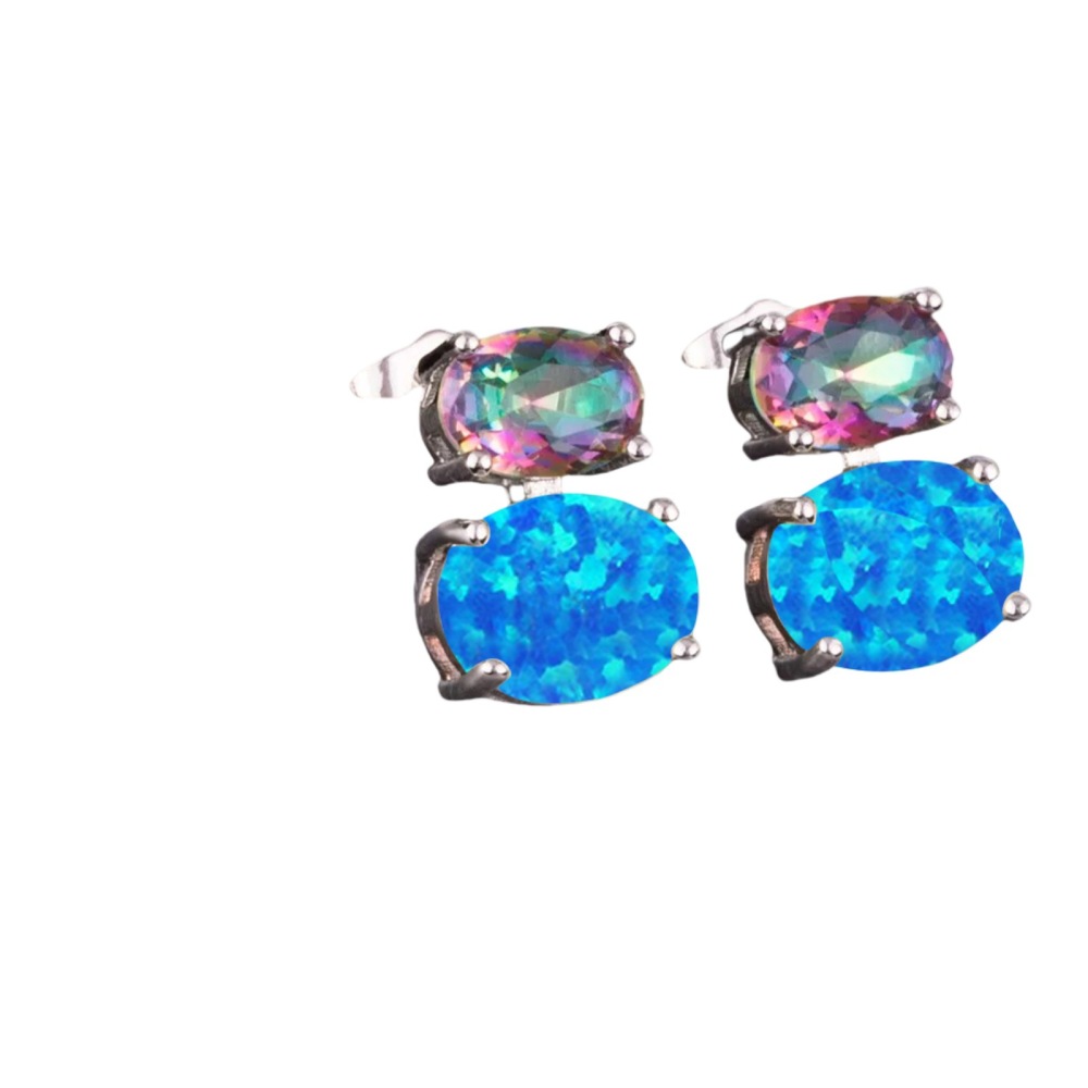 Hawaii Style Oval Shape TikTok Popular Ear Cuff Rings Opal Unisex Copper Material Jewelry Accessories Ear Rings Circular And Oval