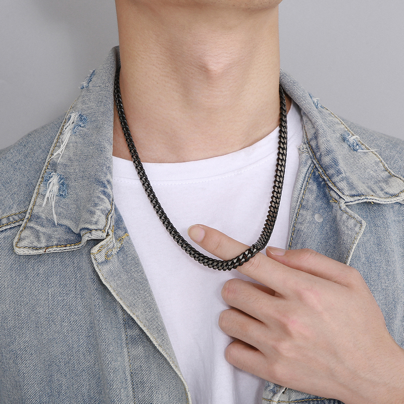 304 Stainless Steel Solid Color PVD Coated 18K Real Gold Plated Fashion Waterproof Non Tarnish Plating Colorful Gold Black Bracelets Necklace