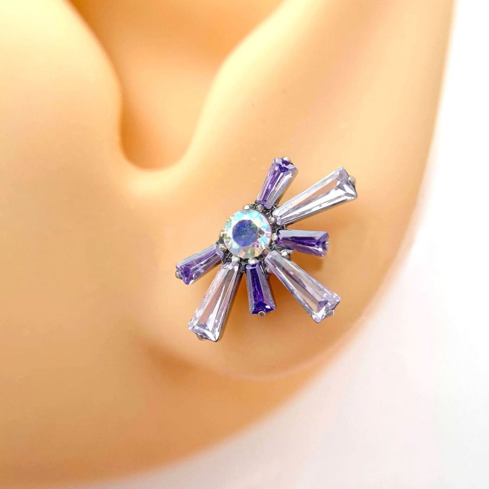 Titanium Alloy Daisy Gradient Firework Zircon Ear Studs Lip Tunnels Bone Studs Body Piercing Jewelry Unisex Fashion Accessories