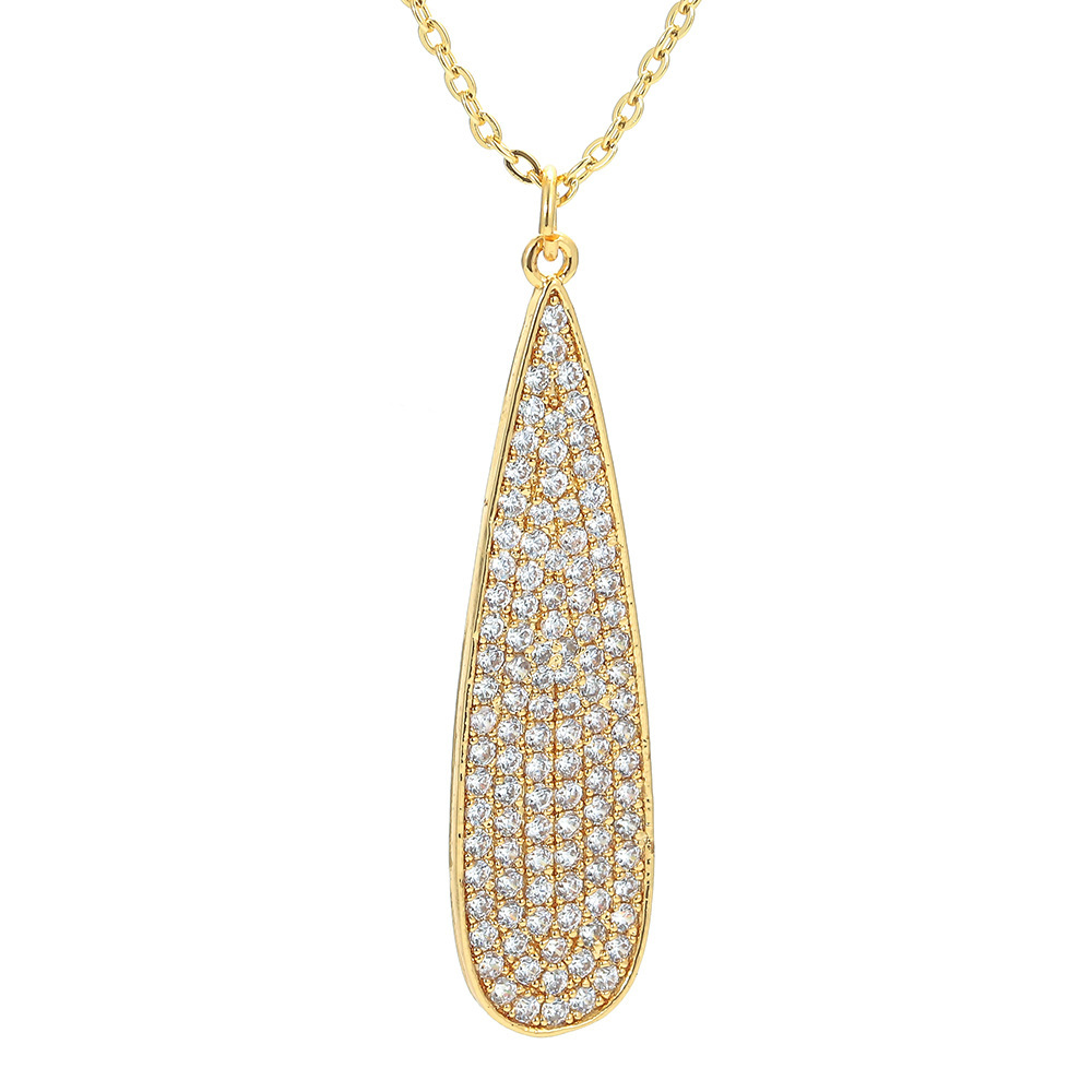 Fashion Full Zircon Drop-shaped Copper Necklace Wholesale