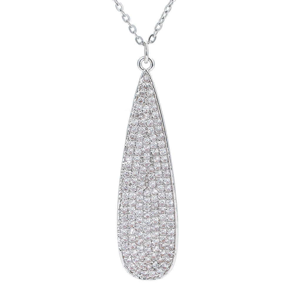 Fashion Full Zircon Drop-shaped Copper Necklace Wholesale