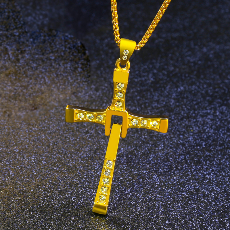 PVD Coated Real Gold Plated 18K Gold Cross 304 Stainless Steel Fashion Waterproof Non Tarnish 304 Stainless Steel