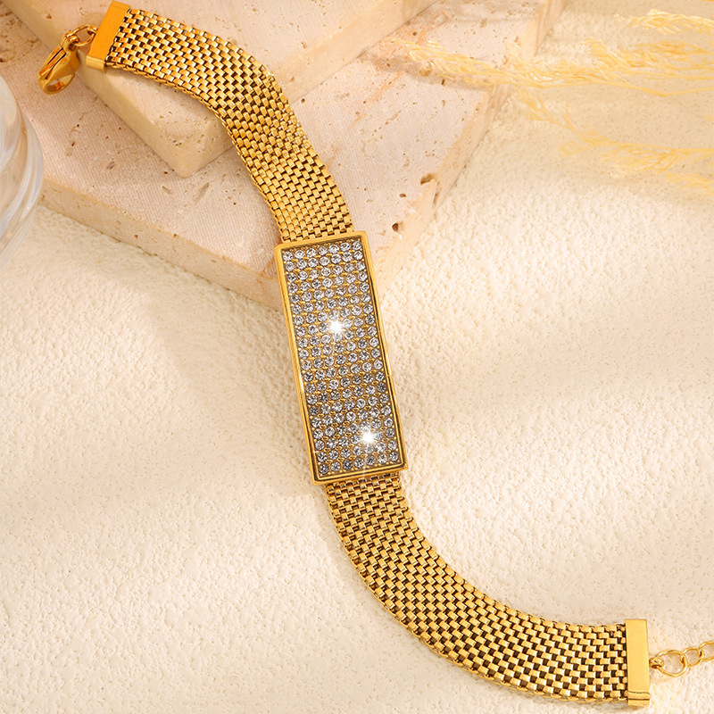 PVD Coated Real Gold Plated Geometric Solid Color 304 Stainless Steel Retro Classic Style Waterproof Non Tarnish 304 Stainless Steel Bracelets