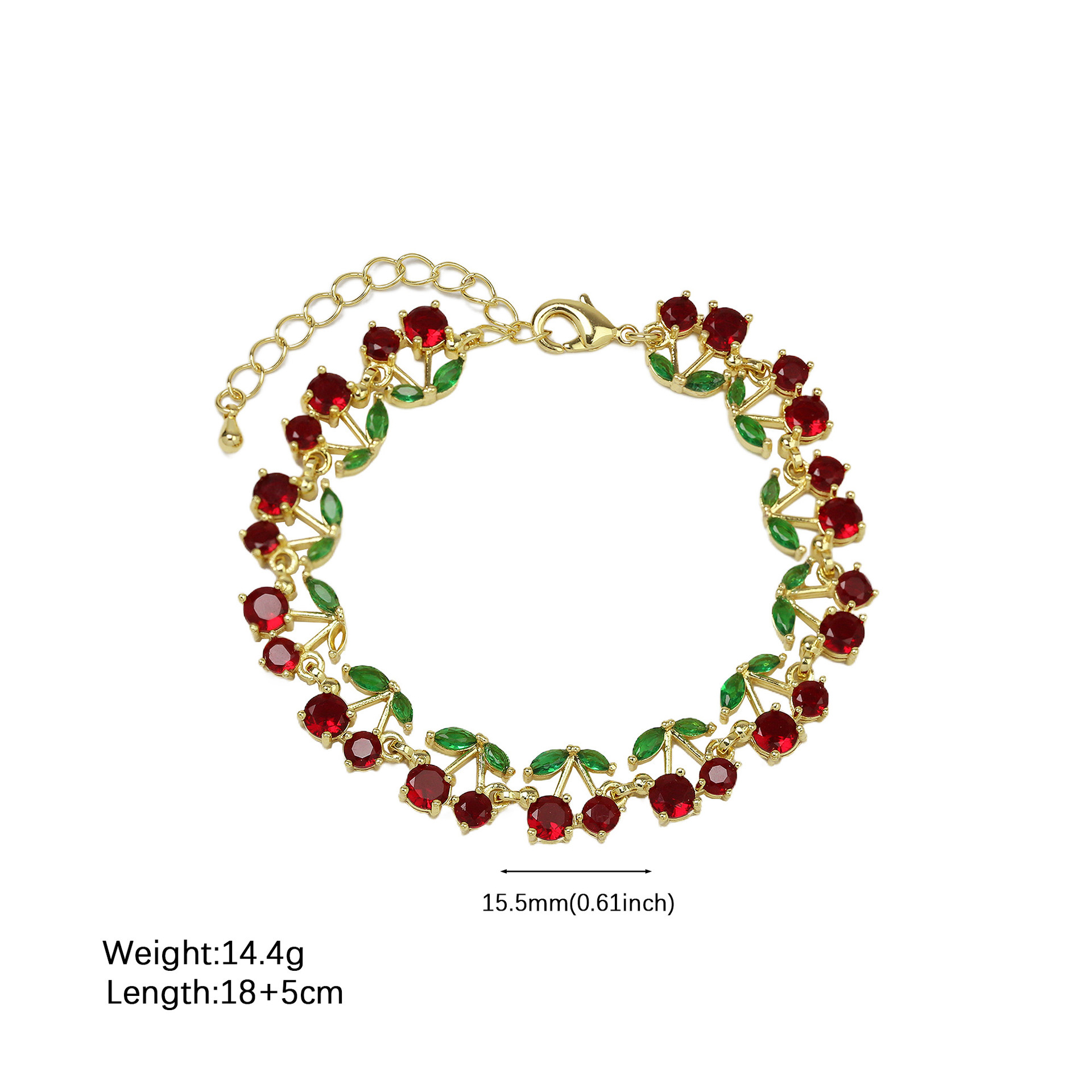 Fashionable Red Cherry Pearl Bracelet For Women High-End Brass Electroplated Jewelry Trendy Ins Style Fruit Series Accessory