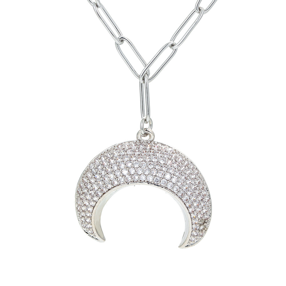 Fashion New Crescent Pendant Collarbone Chain Copper Necklace