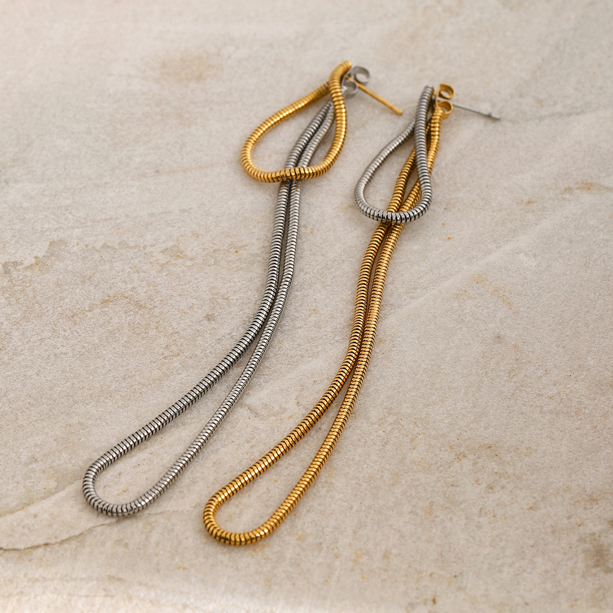 304 Stainless Steel Solid Color PVD Coated Real Gold Plated 18K Gold Simple Style Classic Style Waterproof Non Tarnish Plating Gold Drop Earrings