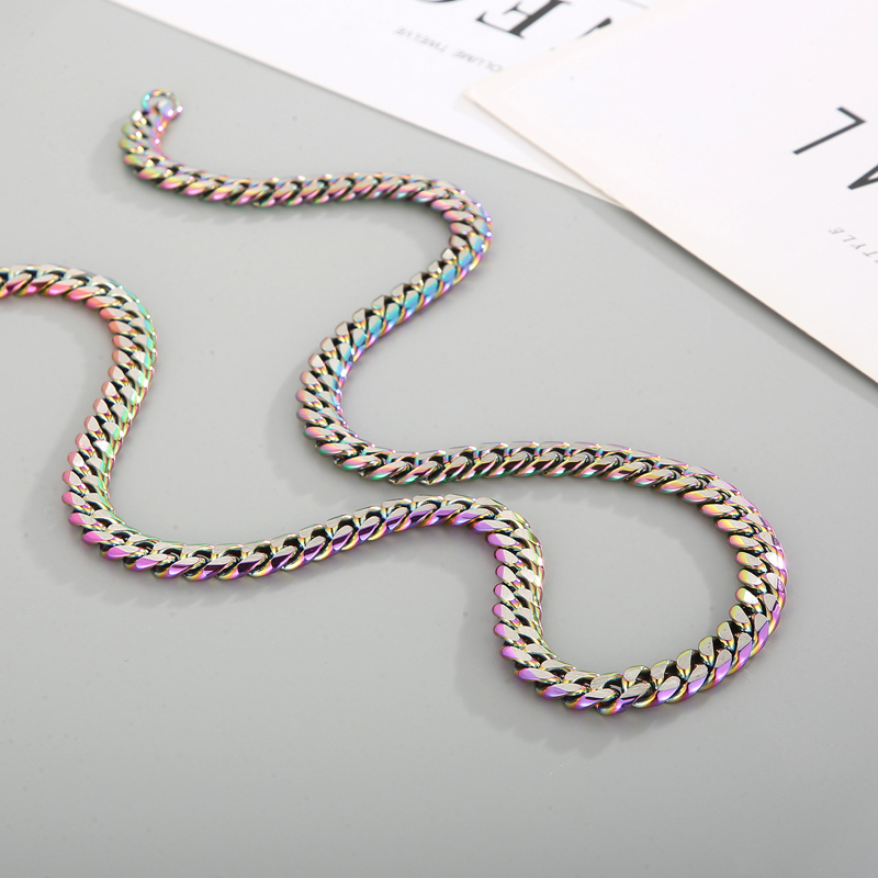 304 Stainless Steel Solid Color PVD Coated 18K Real Gold Plated Fashion Waterproof Non Tarnish Plating Colorful Gold Black Bracelets Necklace