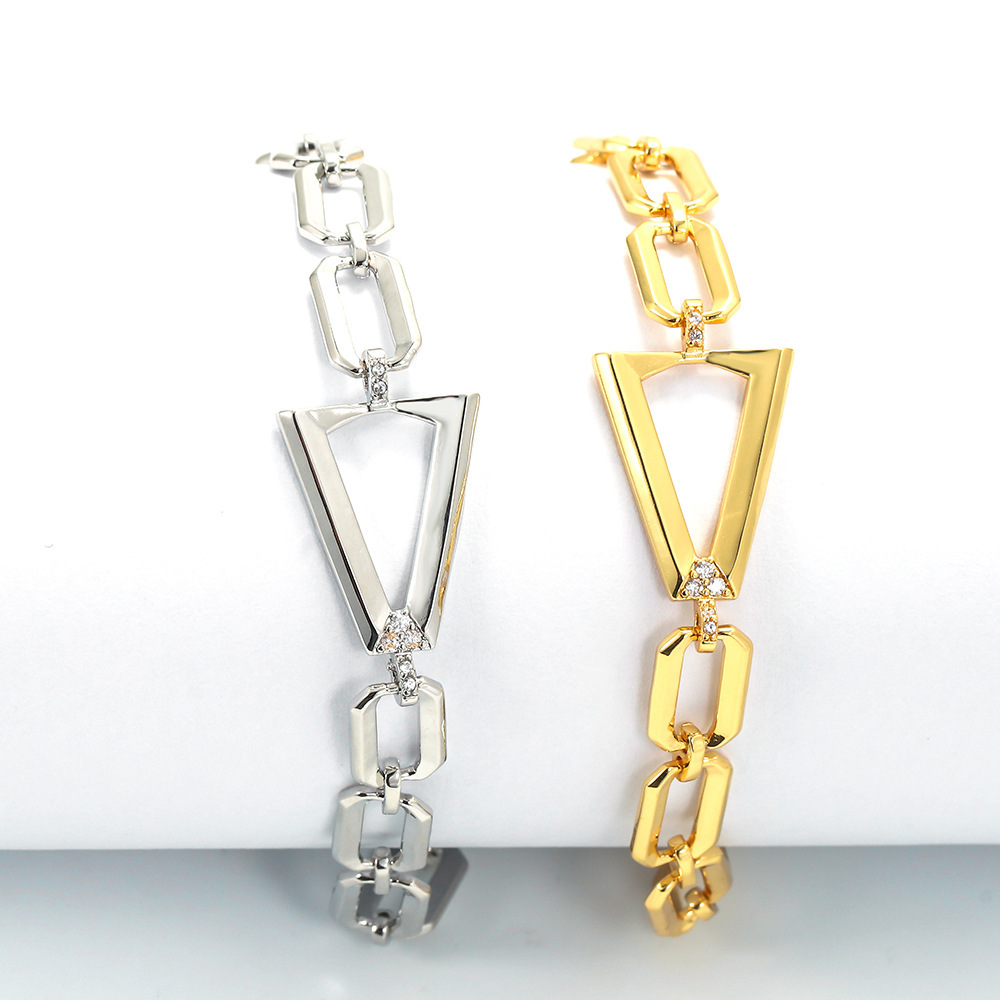 Hip Hop Wide Triangle Hollow Cuban Chainbracelet Necklace Wholesale Nihaojewelry