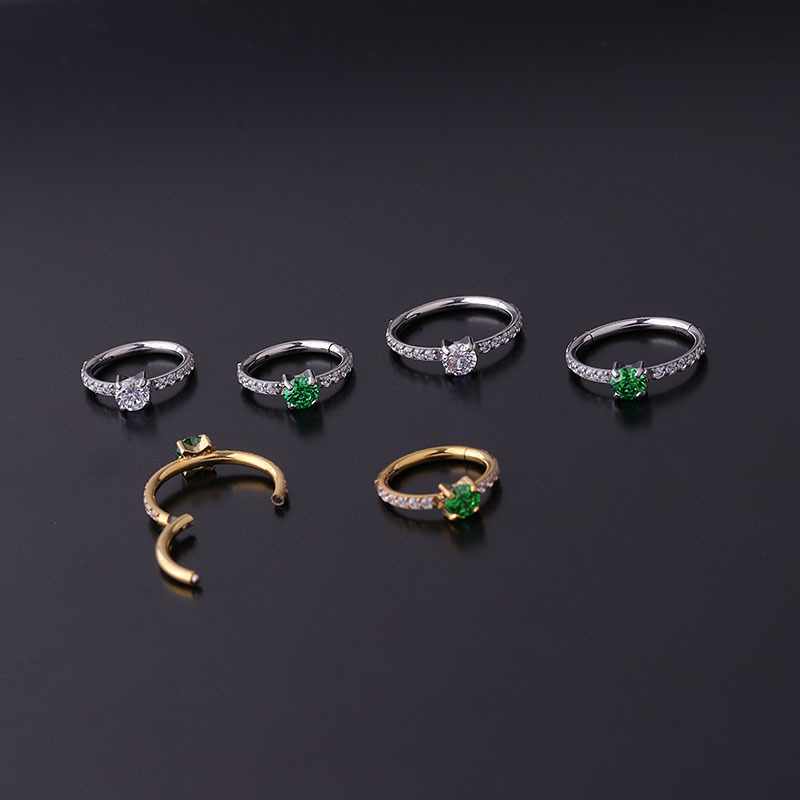 316L Stainless Steel  Zircon Ear Cartilage Rings & Studs Round Waterproof Non Tarnish Surgical Steel Women'S