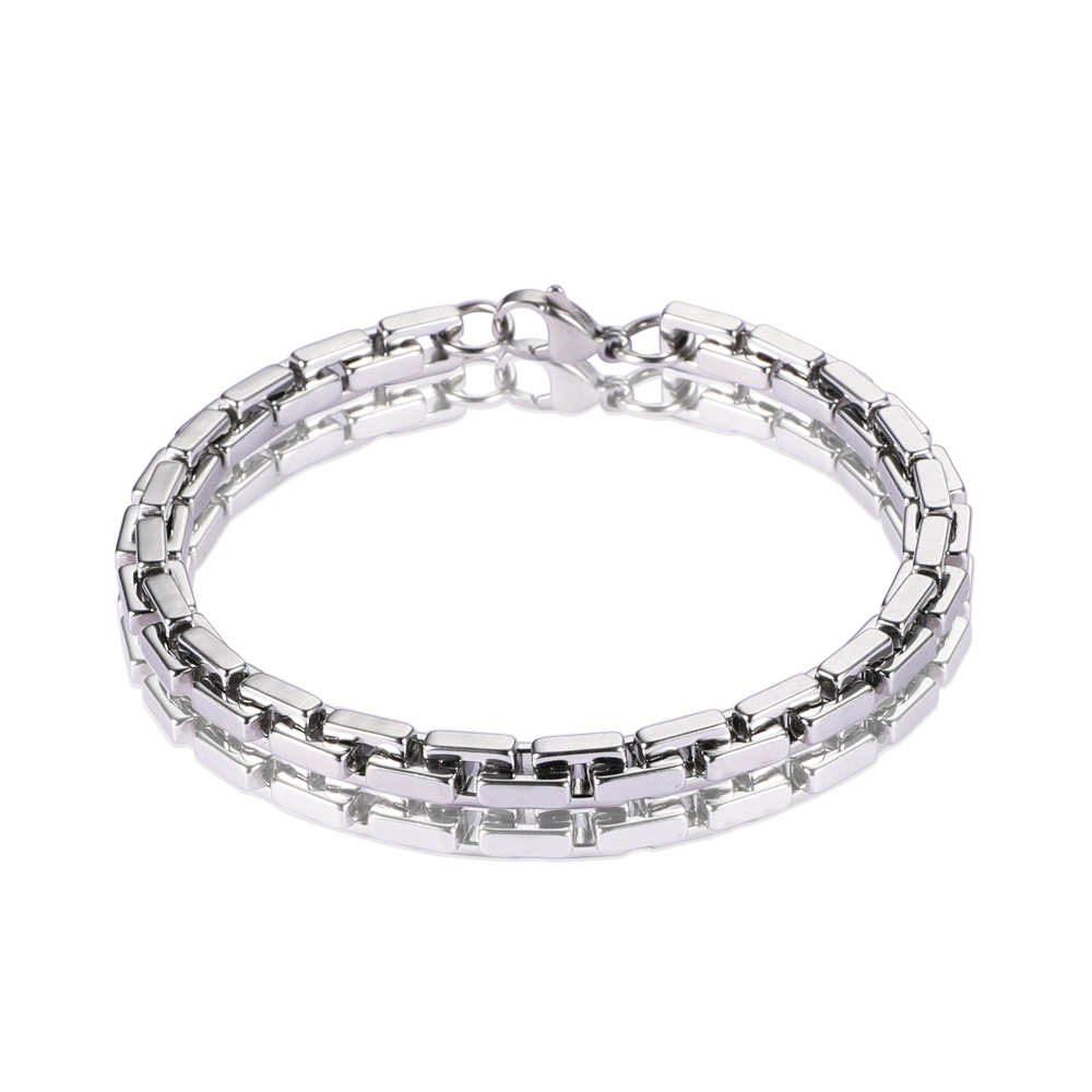 304 Stainless Steel Men's Accessories Four-Sided Embossed Square Tooth Pattern Spliced Tassel Necklace Simple Design Vintage Men's Trend