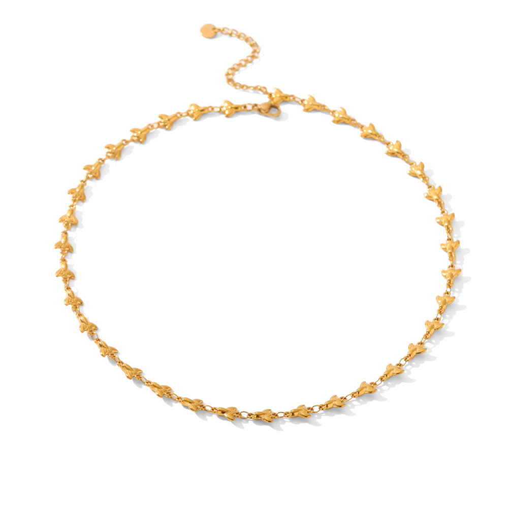 INS Style Stainless Steel Heart Necklace Non-Fading 18K Gold Shell Collarbone Chain Titanium Steel Jewelry  Accessories