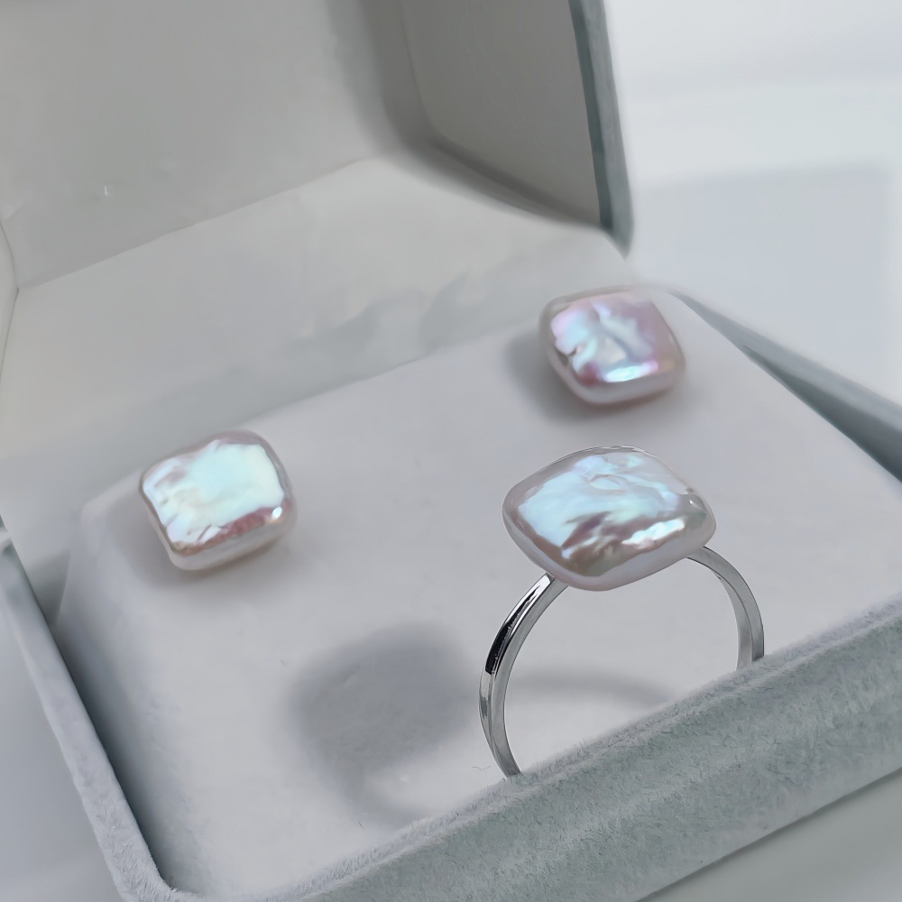 Retro Silver Needle Earrings And Open Ring Jewelry Set 925 Sterling Silver Through Body Commute Accessories For Women