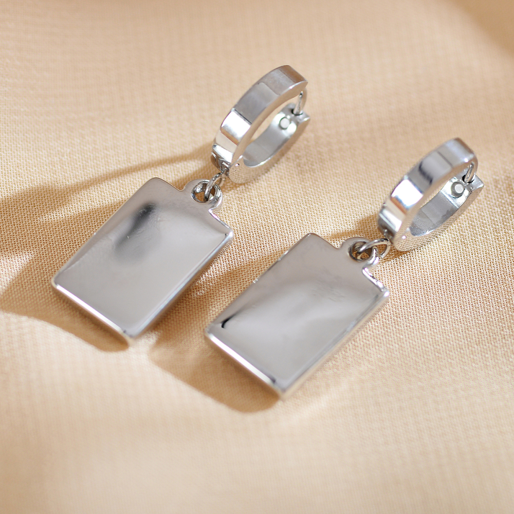 PVD Coated Gold Plated Square Stainless Steel Elegant Luxurious Simple Style Waterproof Non Tarnish Earrings