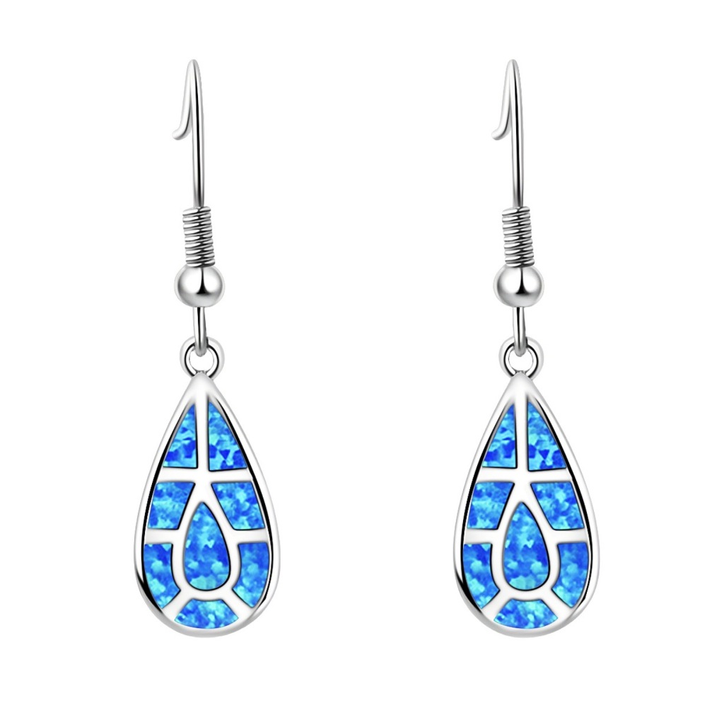 European Style Opal Waterdrop Shaped Earrings Simple Design Copper Material Jewelry Accessories Drop Earrings