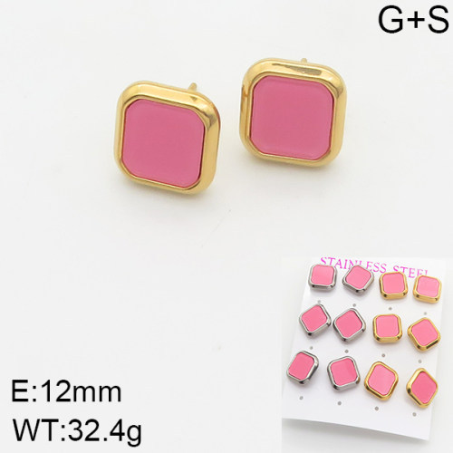INS New  Fashion Titanium Steel Square Shell Stud Earrings Female 18K Gold Stainless Steel Shell Element Earrings Earrings Niche Design High Earrings