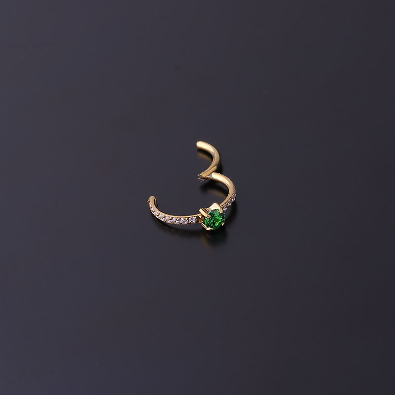 316L Stainless Steel  Zircon Ear Cartilage Rings & Studs Round Waterproof Non Tarnish Surgical Steel Women'S