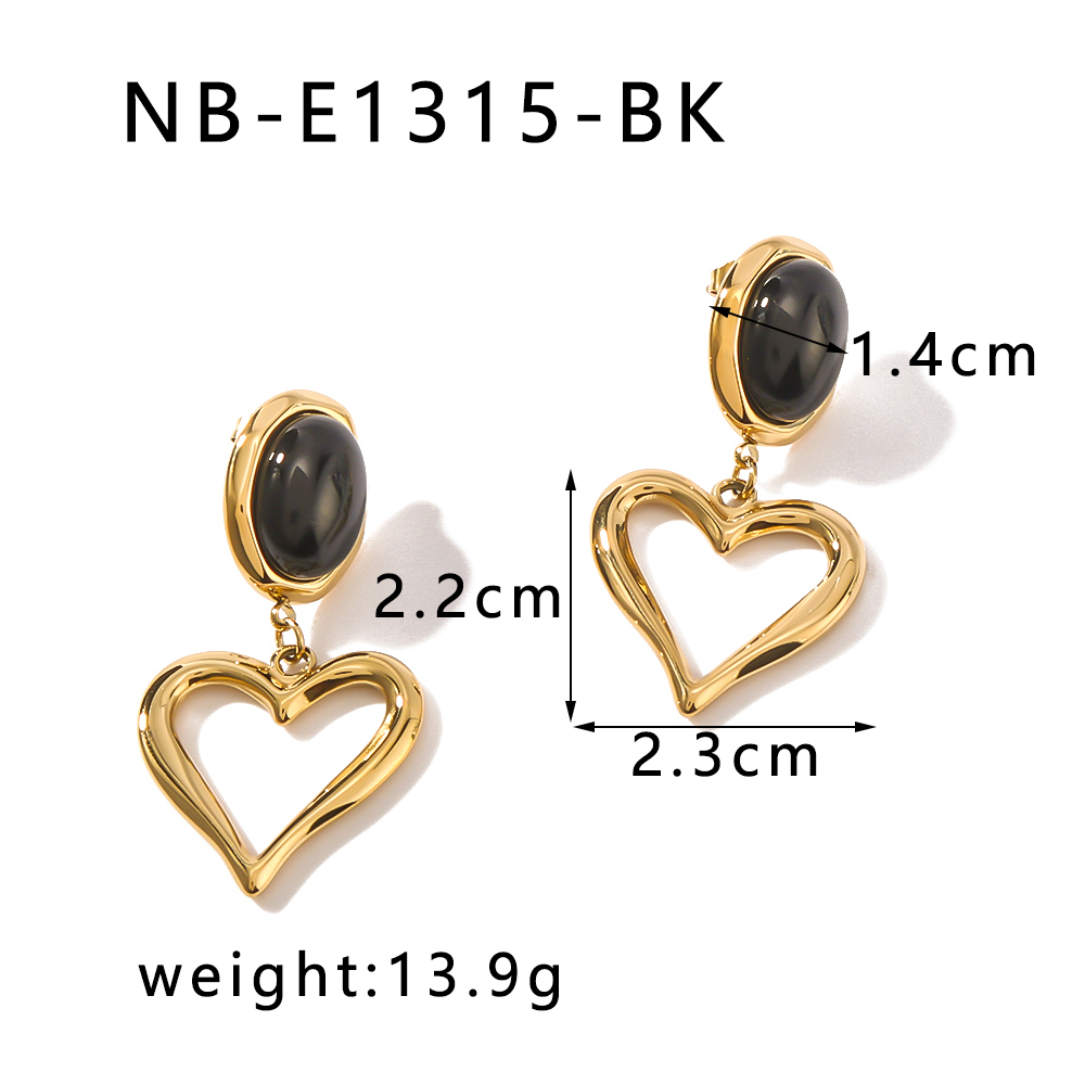 PVD Coated 18K Gold Real Gold Plated Heart Shape 304 Stainless Steel Simple Style Classic Style Waterproof Non Tarnish Drop Earrings