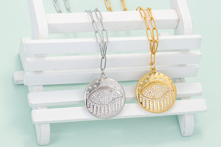 Fashion Copper Micro-encrusted Zircon Devil's Eye Pendent Short Sweater Chain