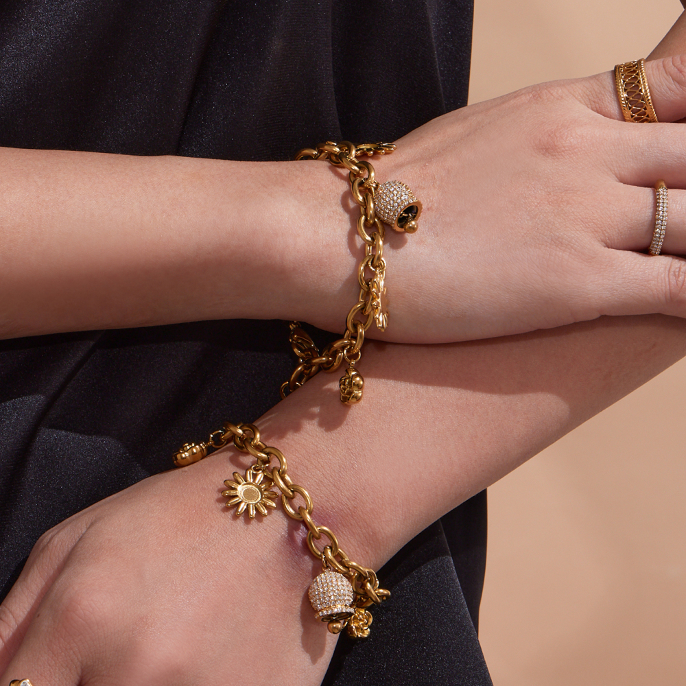 Stainless Steel DIY Multi-Parts Pendant Necklace Bracelet Bell Zircon Sunflower Rose Flower Jewelry Accessories Elegant Luxury Romantic