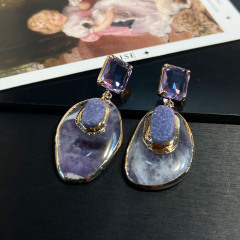 Amethyst Crystal Tooth Earrings