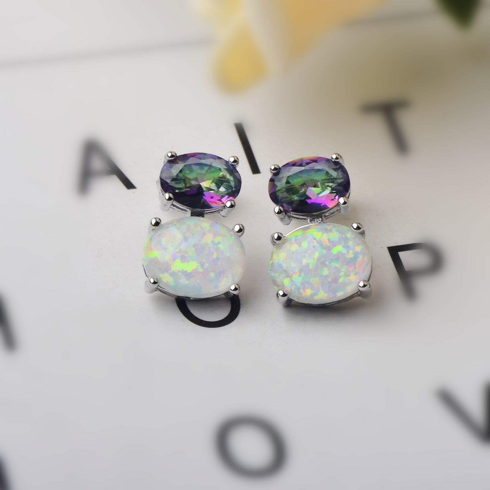 Hawaii Style Oval Shape TikTok Popular Ear Cuff Rings Opal Unisex Copper Material Jewelry Accessories Ear Rings Circular And Oval