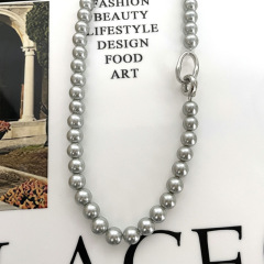 Gray Shijia Pearl Easy-to-Wear Necklace with Silver Clasp
