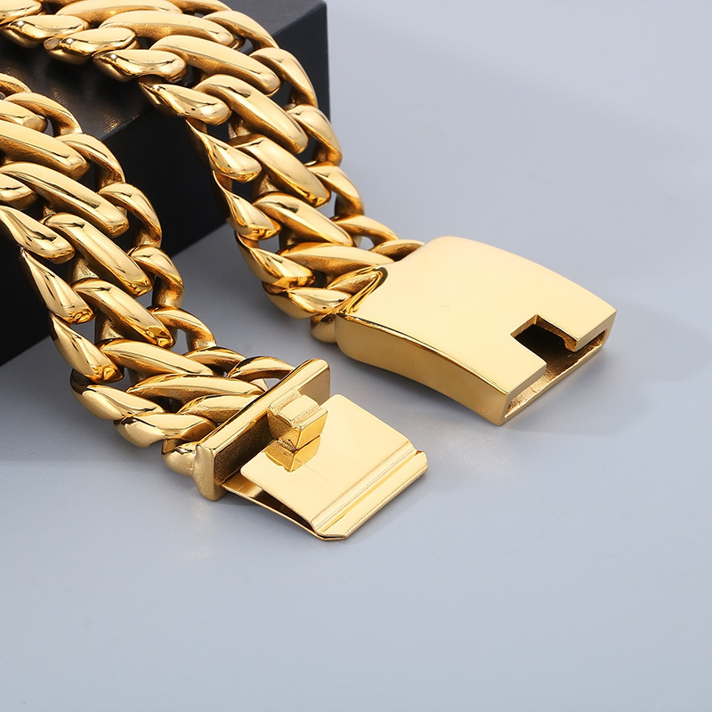 Stainless Steel Bracelet Cuban Chain Men's Necklace Solid Color Titanium Steel Handmade Woven Jewelry