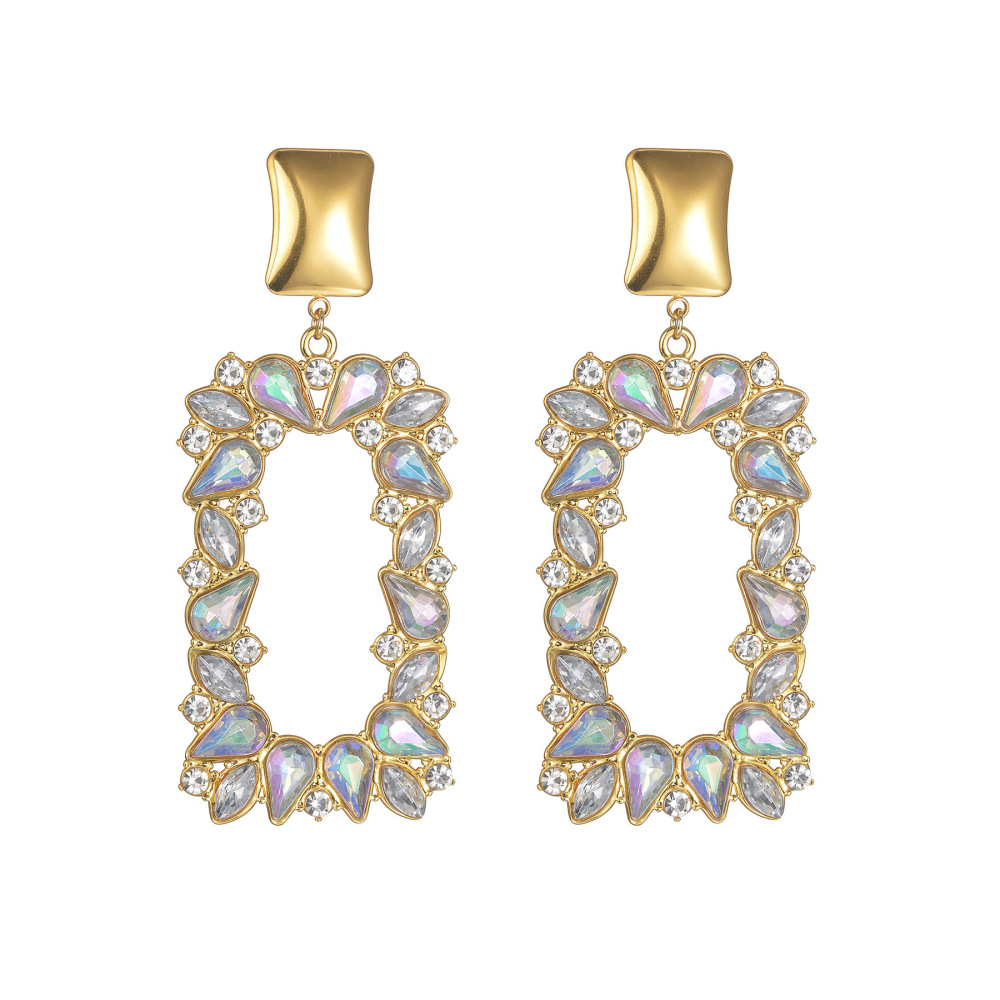 Geometric Dangle Earrings Gold Plated Stainless Steel Unique Design Jewelry Accessories For Women