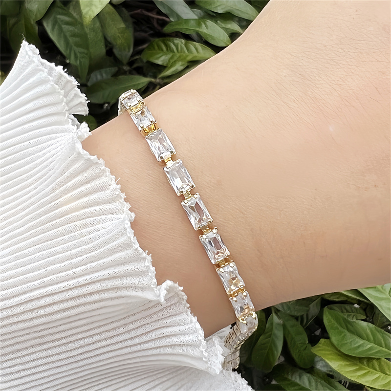 Classic Elegant Style Colorful Zircon Bracelet Fashion High-end Copper Plated 18K Gold Versatile Daily Wear Flower Vacuum Plating (Furnace)