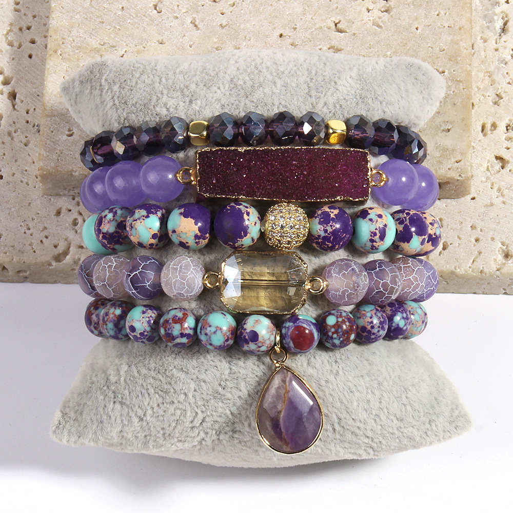 Simple Style Classic Style Geometric Natural Stone Beaded Chain Bracelets In Bulk