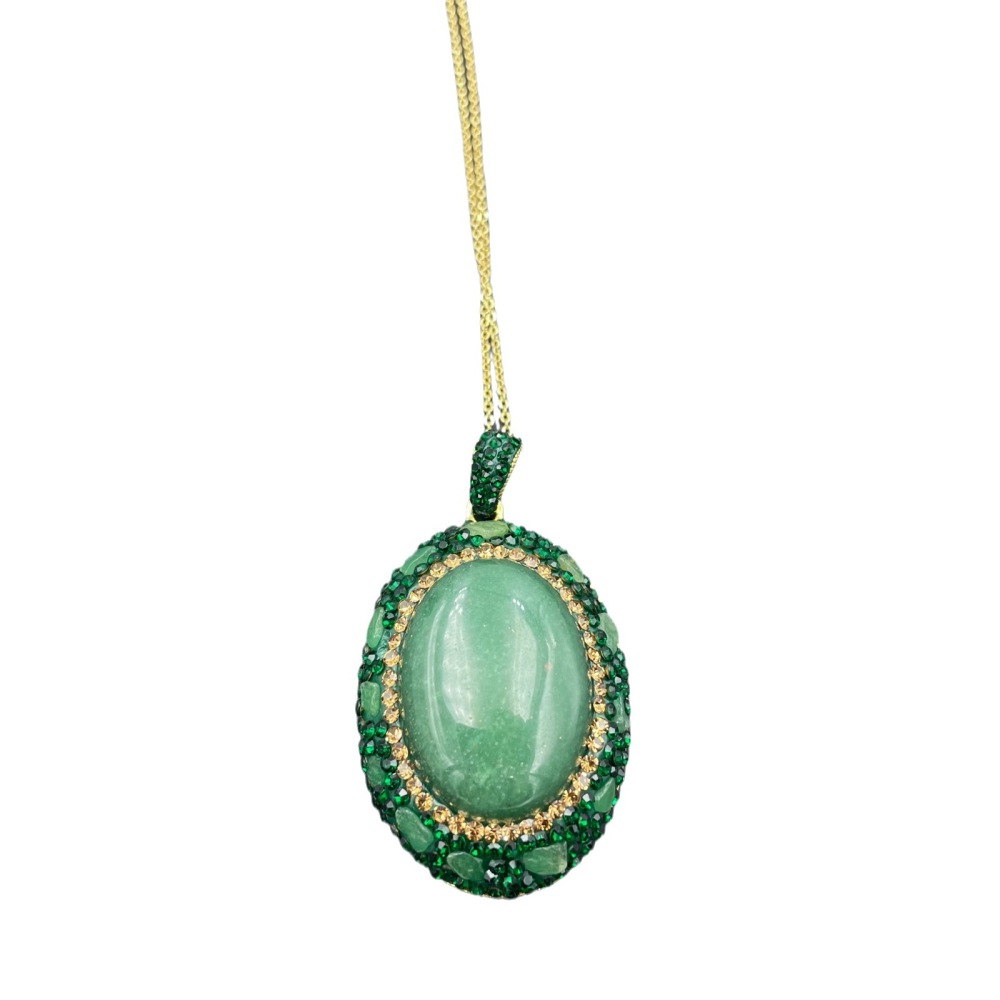 New Green Dongling Enamel Jade Set Ethnic Style Necklace Women's Jewelry Accessories Factory Direct Sale Middle-Aged Niche Three-Piece Set