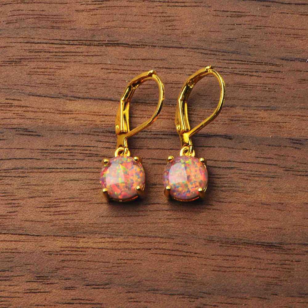 Simple Round Opal Earrings TikTok Ins  Style Jewelry Accessories Copper Material Holiday Style