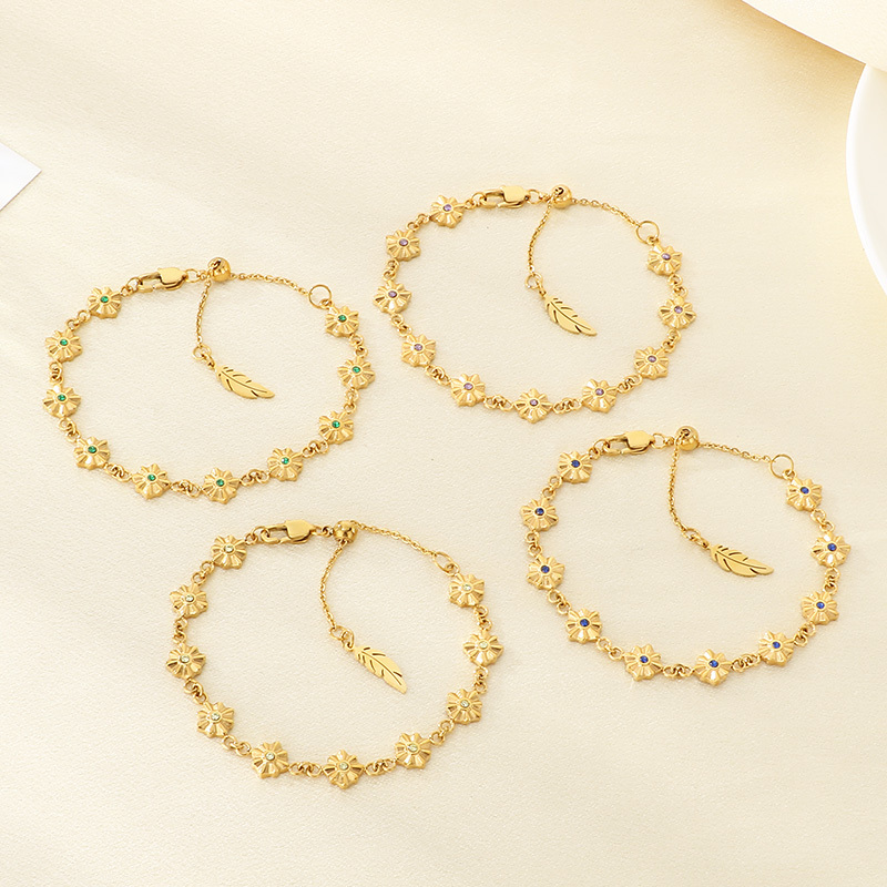 Minimalist Design 304 Stainless Steel Twelve Colors Four-Pointed Star Vacuum Electroplated 18K Real Gold Rhinestone Simple High-End Accessories Hand Jewelry