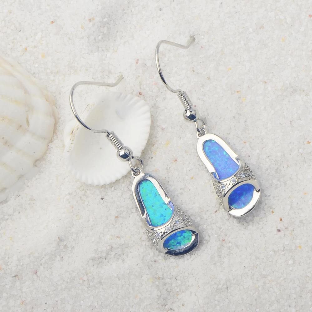 Simple Style Opal Sandals Earrings TikTok Ins  Style Jewelry Accessories Copper Material Line Craft