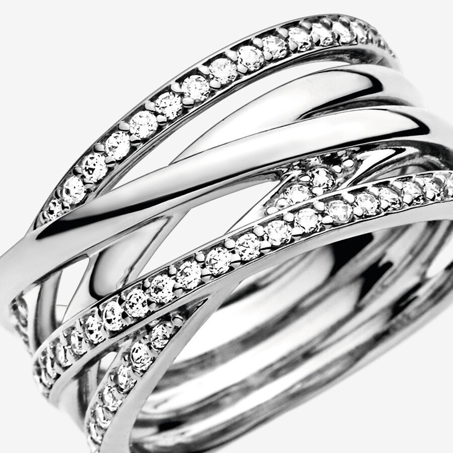 Three-ring Sparkling Wave Four-ring Ring S925 Silver Exquisite High-end Girlfriend Fashion Versatile Sweet Gift Couple Elegant Asymmetric